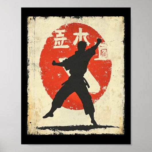  Karate Distressed Silhouette Japanese Mart Poster (Voorkant)