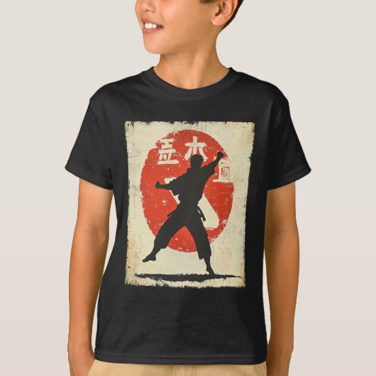 Karate Distressed Silhouette Japanese Mart T-shirt (Voorkant)