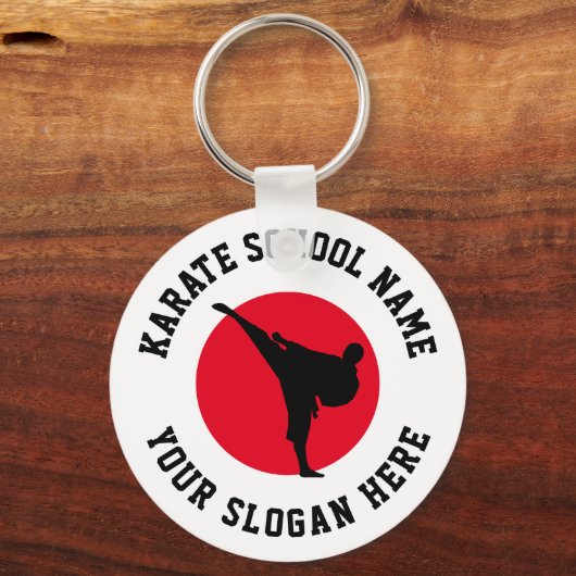 Karate dojo aangepaste school naam sleutelhangers (Achterkant)