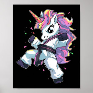 Karate Eenhoorn Meisje Vechtkunst Taekwondo Kickbo Poster