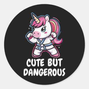 Karate Eenhoorn Schattigee maar gevaarlijke Grappi Ronde Sticker