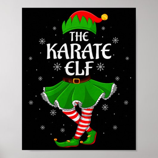 Karate Elf Christmas Family Girls Women Elf Squad Poster (Voorkant)