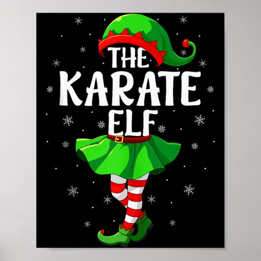 Karate Elf Christmas Girls Women Elf Squad Xmas Fa Poster (Voorkant)