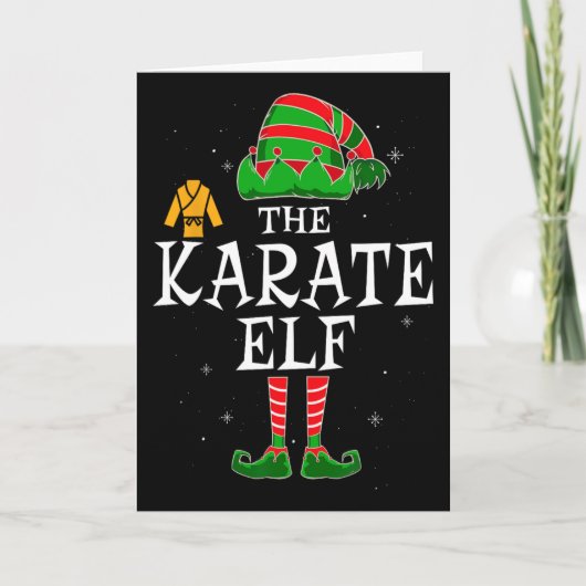 Karate Elf Group Matching Family Christmas Kids Me Kaart (Voorkant)