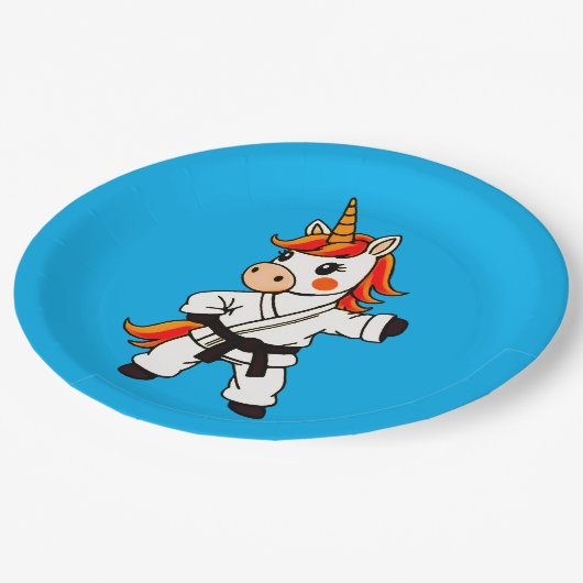Karate en Unicorn.Fantastisch Papieren Bordje (Gekanteld)