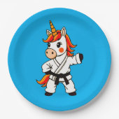 Karate en Unicorn.Fantastisch Papieren Bordje (Voorkant)