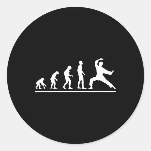 Karate-evolutie Karate Chop Mannen Grappige Karate Ronde Sticker (Voorkant)