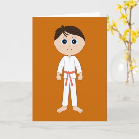 Karate Felicitaties Oranje Belt Kaart (Gele Bloem)