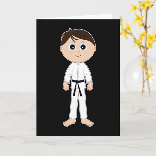 Karate feliciteert Black Belt Kaart (Gele Bloem)