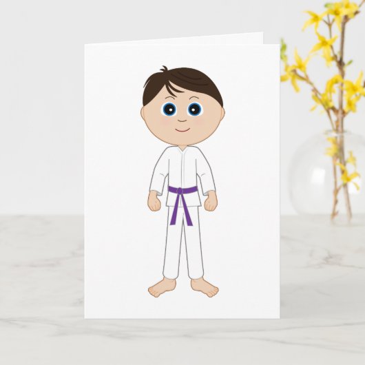 Karate feliciteert Paarse riem Kaart (Gele Bloem)