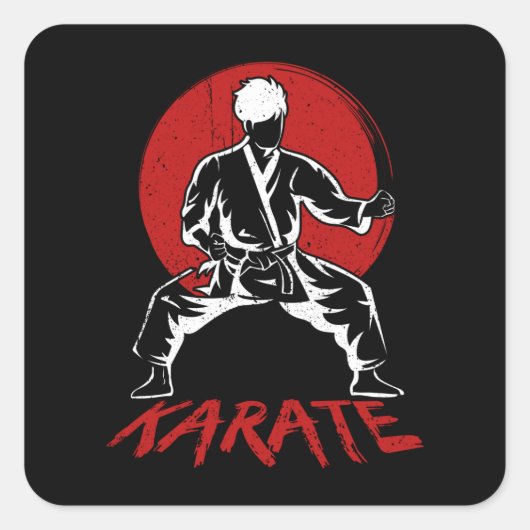 Karate Fighter Karate Pose Karate Kick Vierkante Sticker (Voorkant)