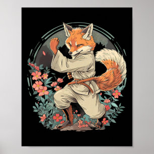 Karate Fox Motief Taekwondo Jiu-jitsu Mma Kickboks Poster