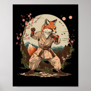 Karate Fox Motief Taekwondo Jiu-jitsu Mma Kickboks Poster