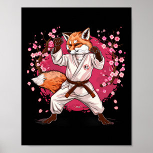 Karate Fox Motief Taekwondo Jiu-jitsu Mma Kickboks Poster