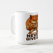 Karate Fox - Never Give Up Motivational japanese  Koffiemok (Voorkant links)