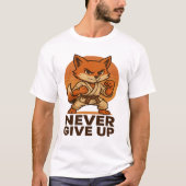 Karate Fox - Never Give Up Motivational japanese T-shirt (Voorkant)
