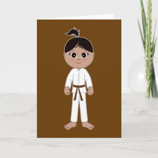 Karate Gefeliciteerd Brown Belt Girl Kaart (Voorkant)
