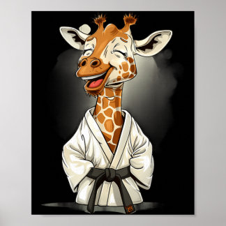 Karate Giraffe Motief Taekwondo Jiu-Jitsu Mma Poster