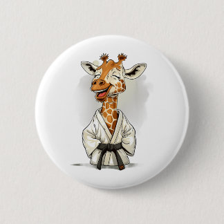 Karate Giraffe Motief Taekwondo Jiu-Jitsu Mma Ronde Button 5,7 Cm