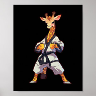 Karate Giraffe Taekwondo Martial Arts Vechters Poster