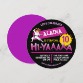 Karate Girl Birthday Party Invitation Kaart (Voorkant / Achterkant)