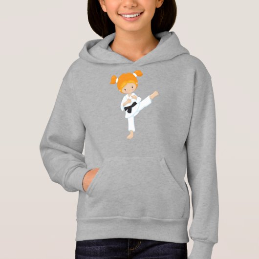 Karate Girl, Cute Girl, Black Belt, Oranje haarklo (Voorkant)