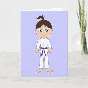 Karate Girl feliciteert Paarse Belt Kaart
