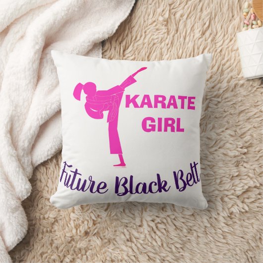 Karate Girl Future Black Belt Motivational Decor Kussen (Deken)
