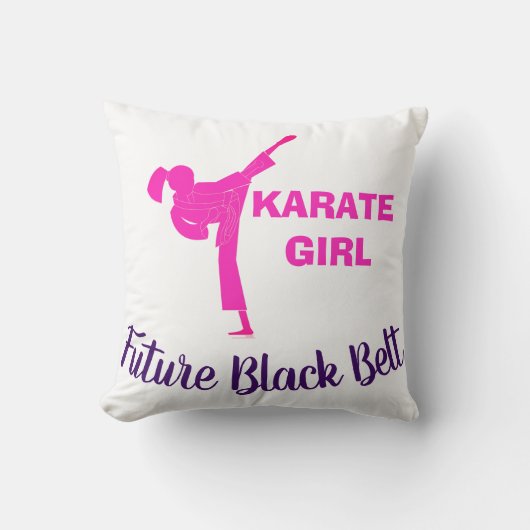 Karate Girl Future Black Belt Motivational Decor Kussen (Voorkant)