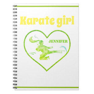 Karate Girl Green Yellow Modern Girly Martial Art Notitieboek