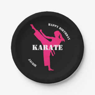 Karate Girl Happy Birthday met Bord op papier