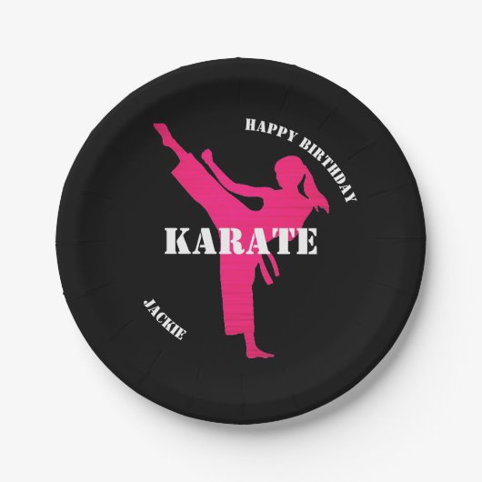 Karate Girl Happy Birthday met Bord op papier (Voorkant)