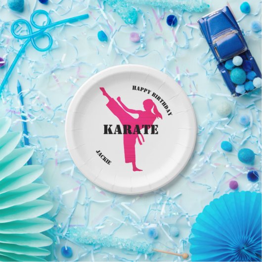 Karate Girl Happy Birthday met Bord op papier (Feest)