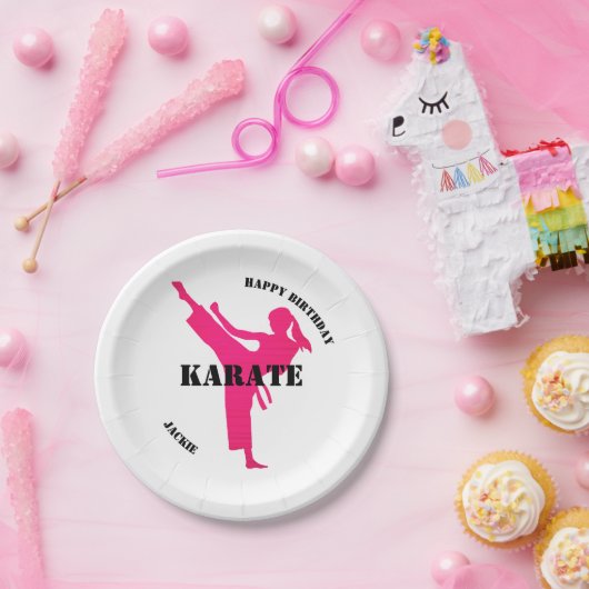 Karate Girl Happy Birthday met Bord op papier