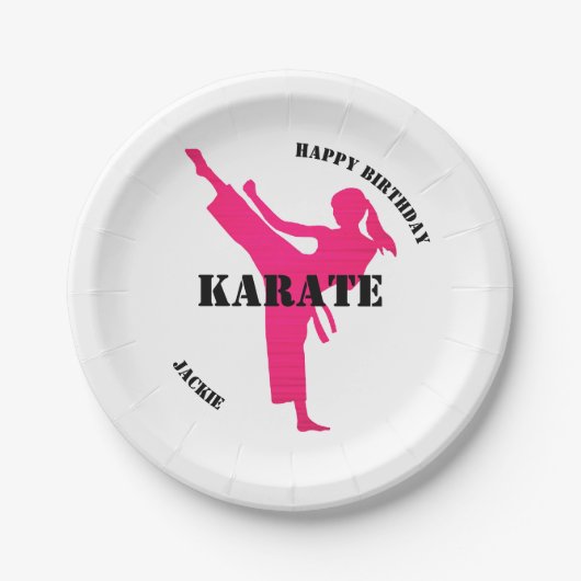 Karate Girl Happy Birthday met Bord op papier (Voorkant)