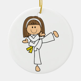 Karate Girl Keramisch Ornament