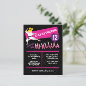 Karate Girl Kick Pink Birthday Party Uitnodiging (Staand voorkant)