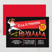 Karate Girl Kick Red Birthday Party Kaart (Voorkant / Achterkant)