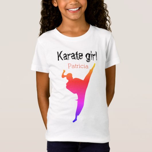 Karate Girl Personalized Name T-shirt (Voorkant)
