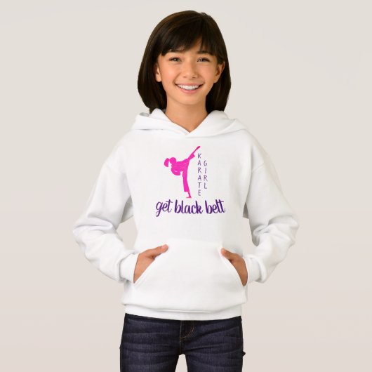 Karate Girl Pink Paars Black Belt Modern Trendy (Voorkant volledig)