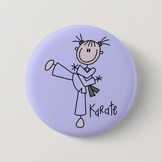 Karate Girl Tshirts en Gifts Ronde Button 5,7 Cm (Voorkant)