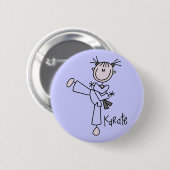 Karate Girl Tshirts en Gifts Ronde Button 5,7 Cm (Voorkant /achterkant)