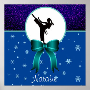 Karate Girls Glitter en Bow Snowflake Poster