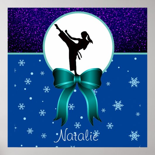 Karate Girls Glitter en Bow Snowflake Poster (Voorkant)