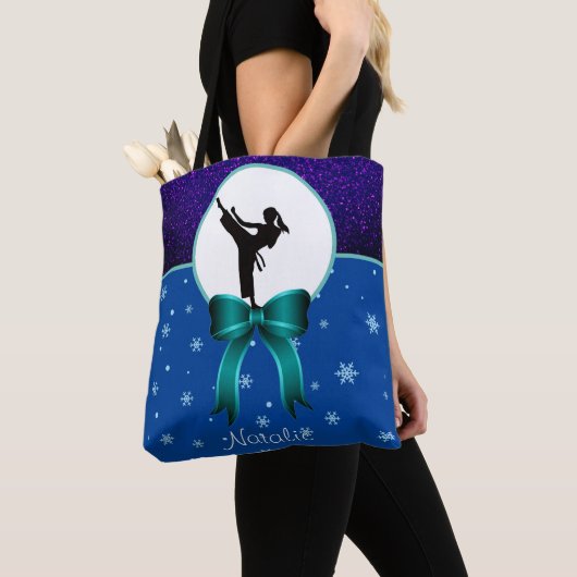 Karate Girls Glitter en Bow Snowflake Tote Bag (Dichtbij)