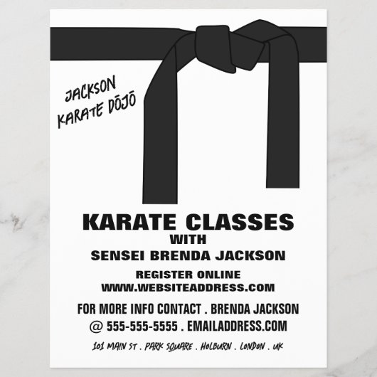 Karate gordel, Karate Class Adverteren Flyer (Voorkant)