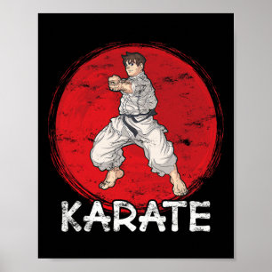 Karate Grunge Ontwerp Een Man in anime stijl doet  Poster