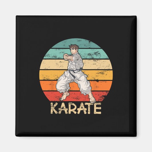 Karate Grunge Ontwerp Karate Fighter Maakt Punch I Magneet (Voorkant)