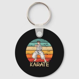 Karate Grunge Ontwerp Karate Fighter Maakt Punch I Sleutelhanger