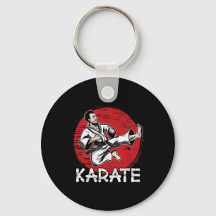 Karate Grunge Ontwerp Man Doen Jump Kick Voor Kara Sleutelhanger